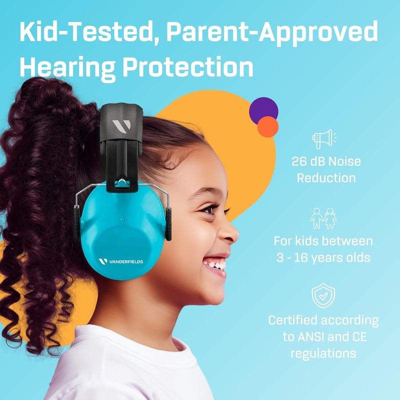 Vanderfields Hearing Protection Ear Muffs - Over 33 dB (2K Hz) Broad Noise Cancelling Sound Reduction Earmuffs for Kids 3-12 - Image 2